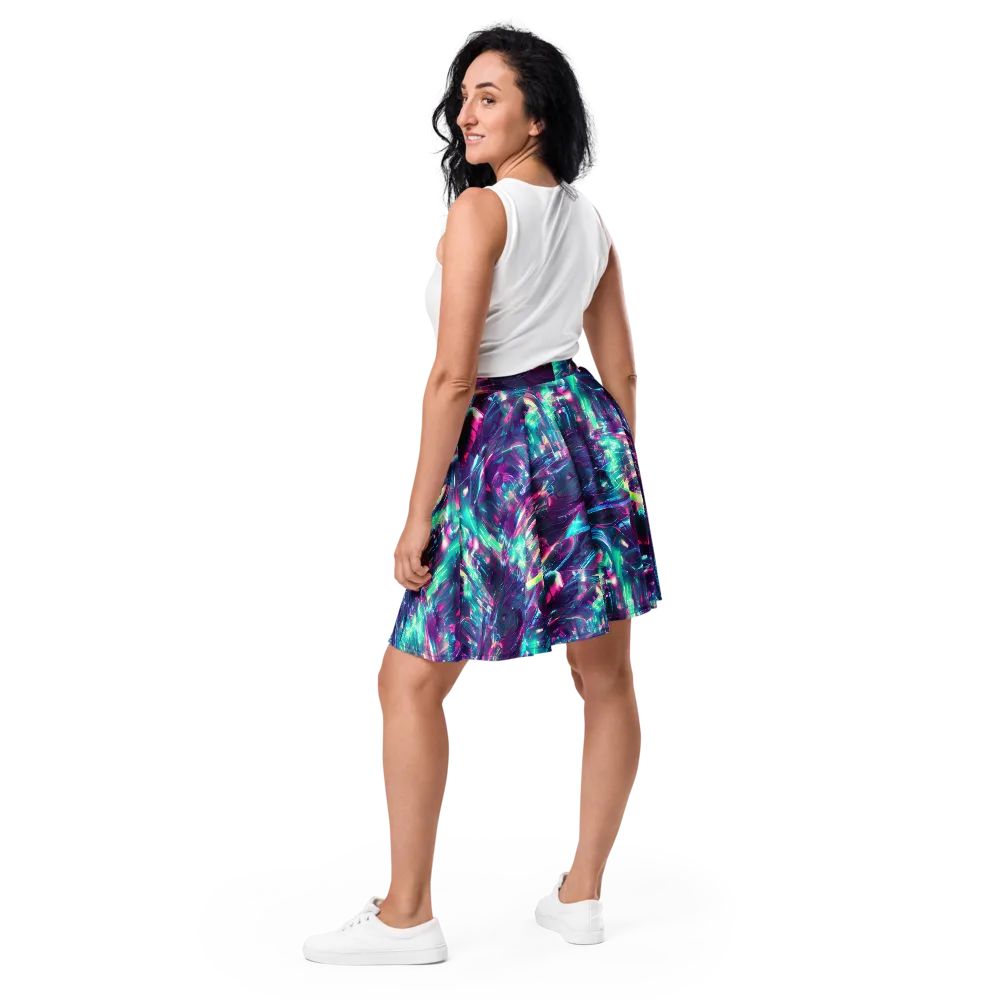 Synthwave Surge on Skater Skirt — Back