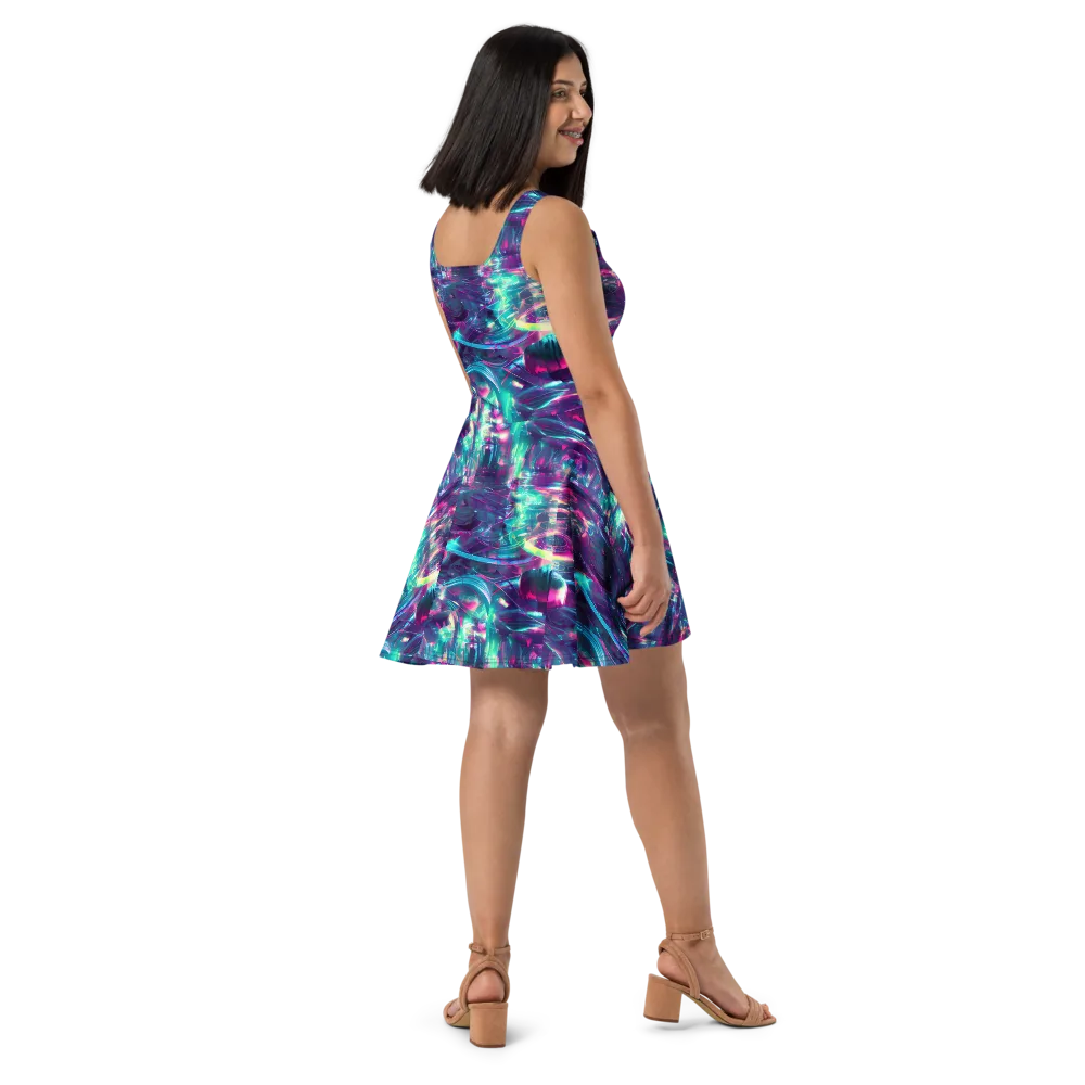 Synthwave Surge on Skater Dress — Right
