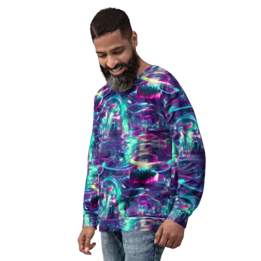 Synthwave Surge on a Sweatshirt