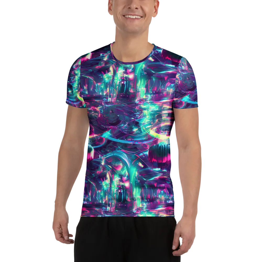Synthwave Surge on Men's Athletic T-Shirt — Front