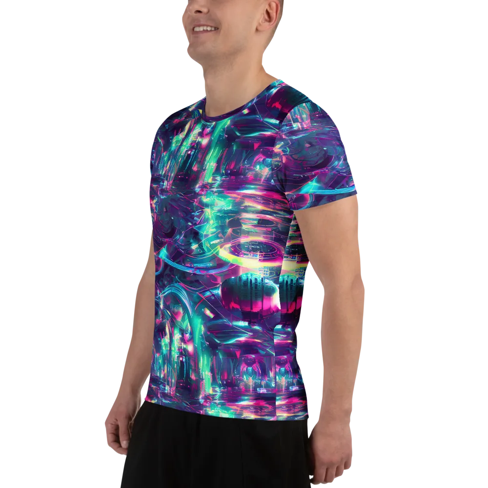 Synthwave Surge on Men's Athletic T-Shirt — Left
