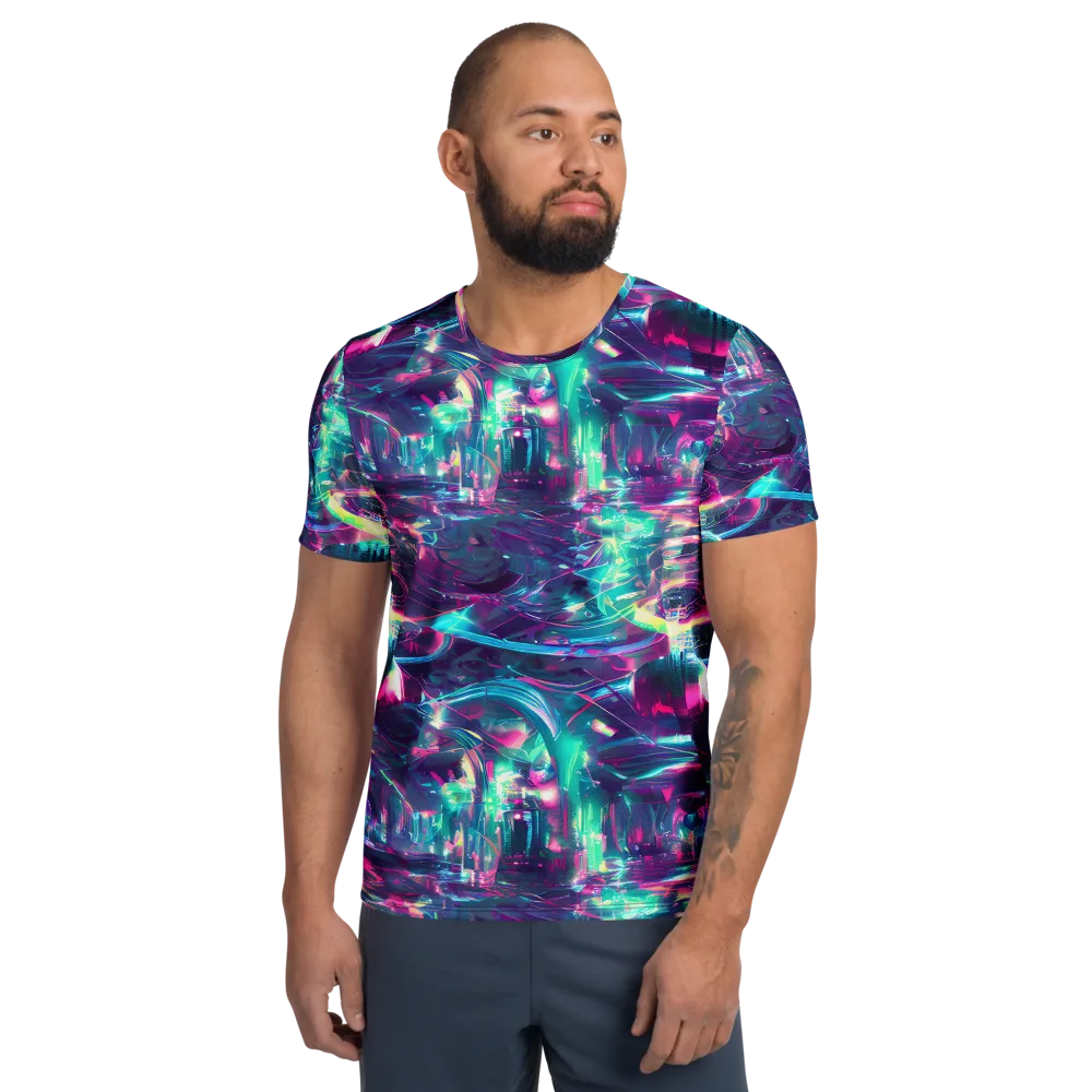 Synthwave Surge on Men's Athletic T-Shirt — Front