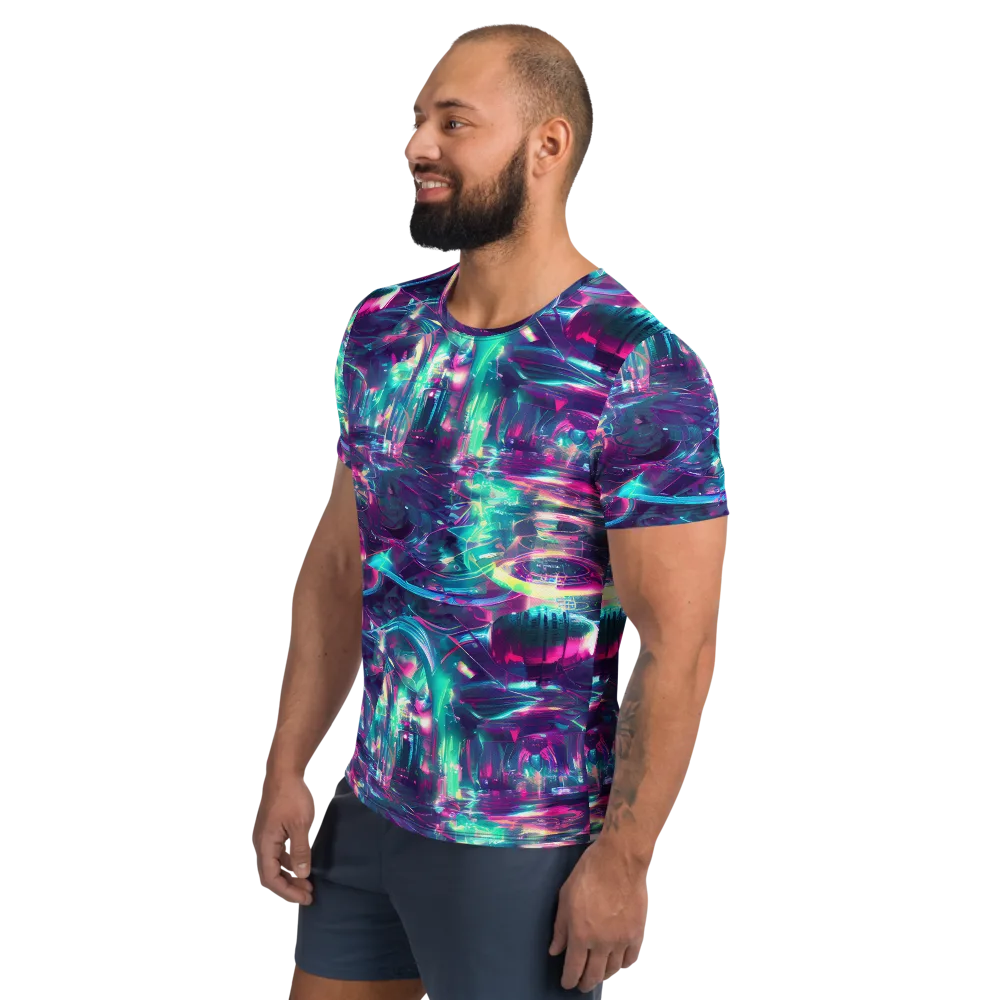 Synthwave Surge on Men's Athletic T-Shirt — Left