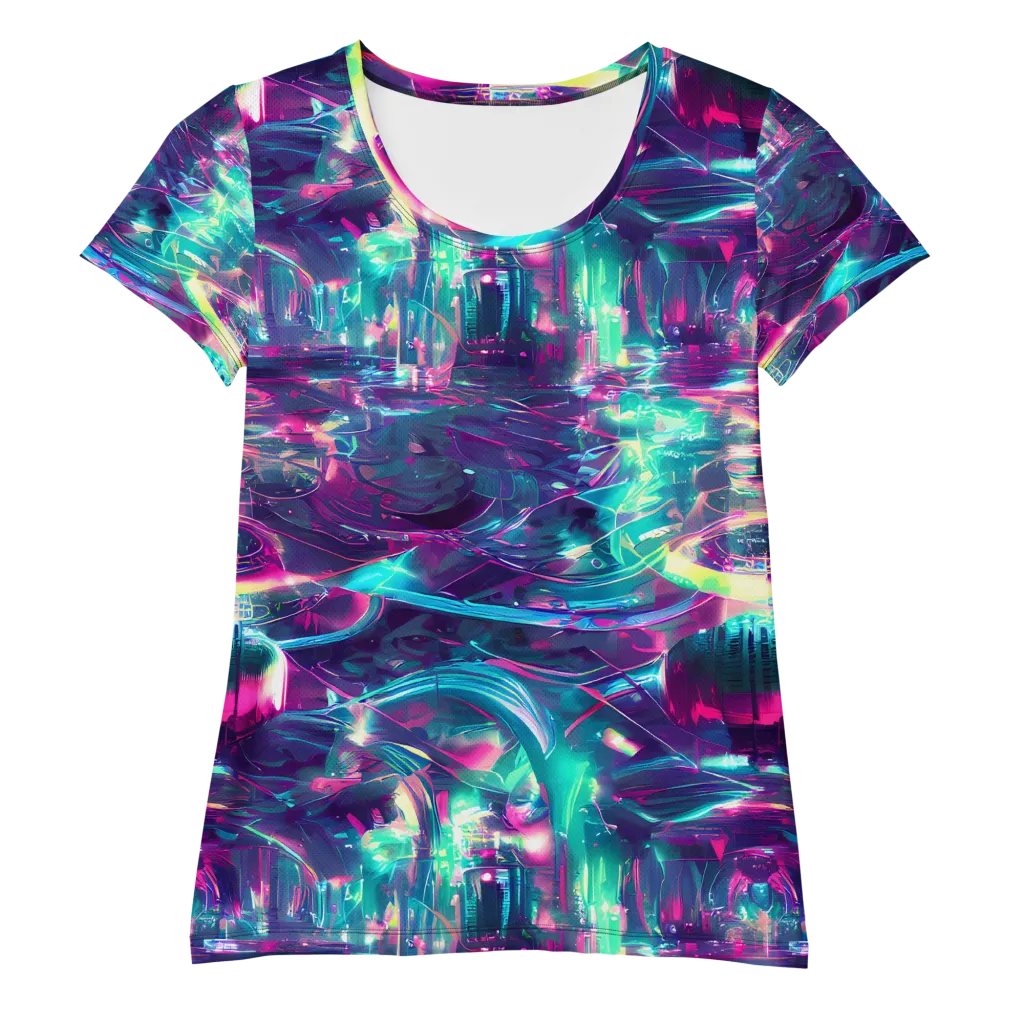 Synthwave Surge on Women's Athletic T-Shirt — Front