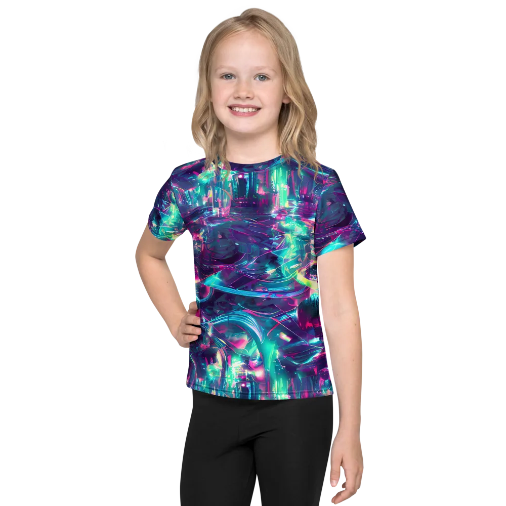 Synthwave Surge on Kids Crew Neck T-Shirt — Front