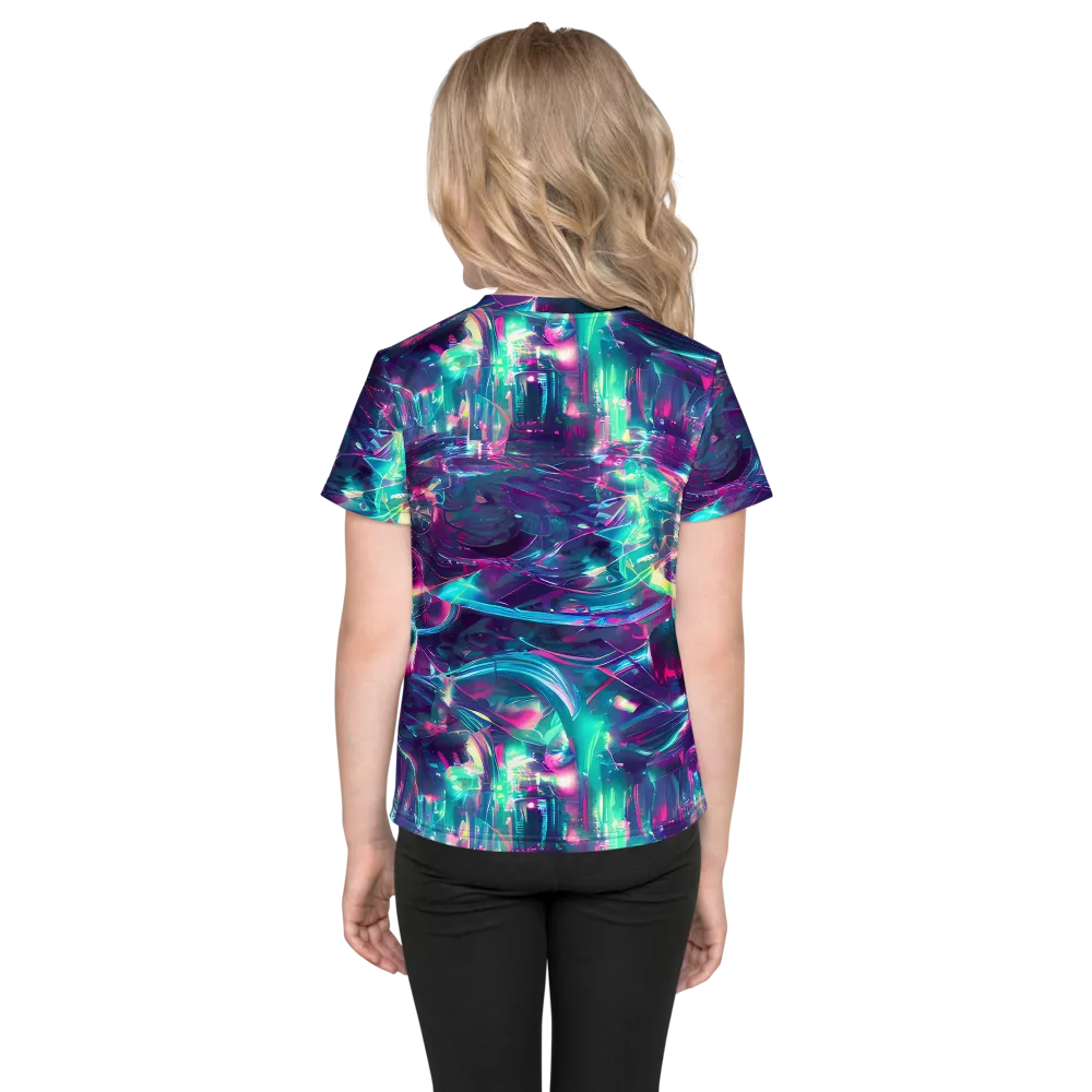 Synthwave Surge on Kids Crew Neck T-Shirt — Back