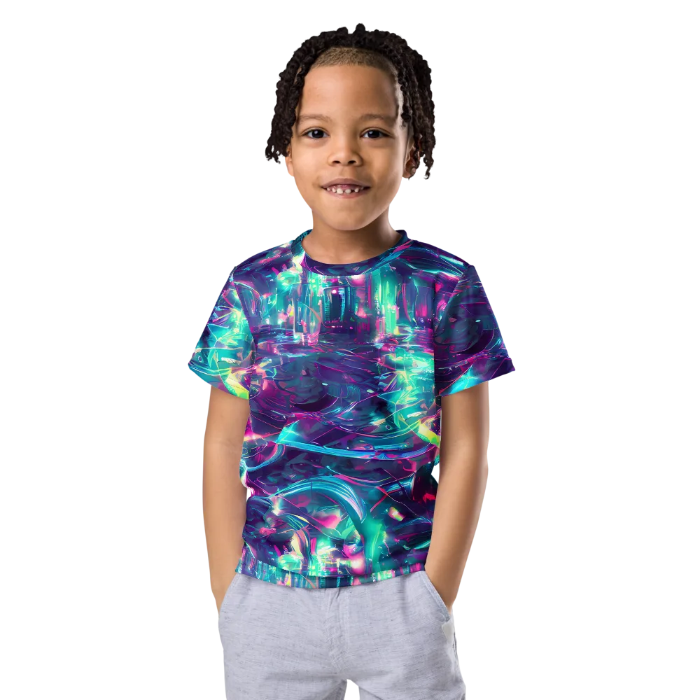 Synthwave Surge on Kids Crew Neck T-Shirt — Front