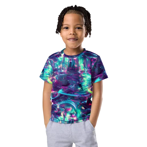 Synthwave Surge on a Kids Crew Neck T-Shirt