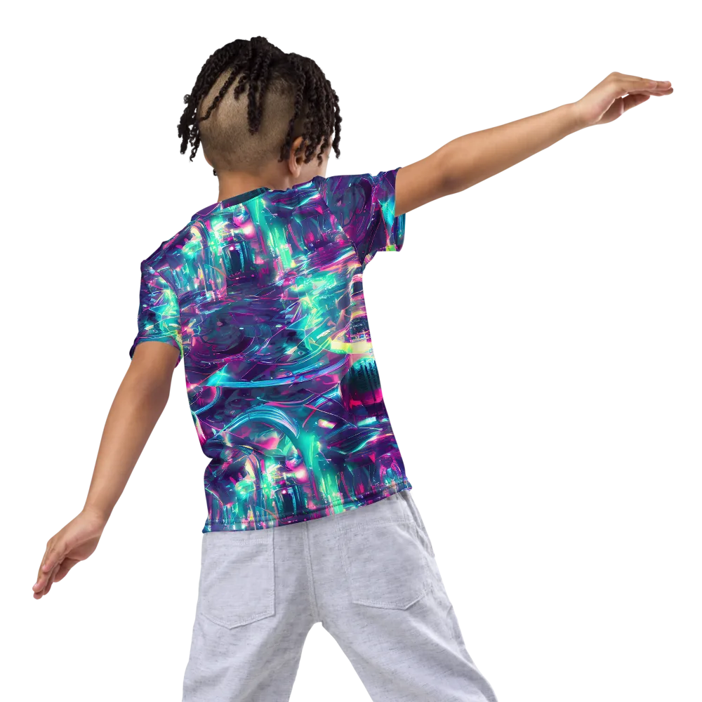 Synthwave Surge on Kids Crew Neck T-Shirt — Back