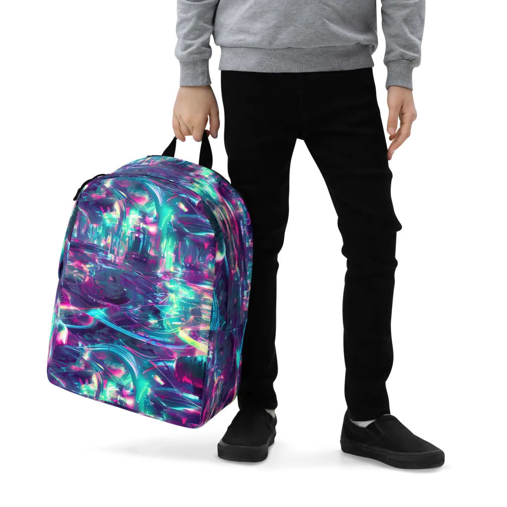 Synthwave Surge on Minimalist Backpack — Zoomed-in