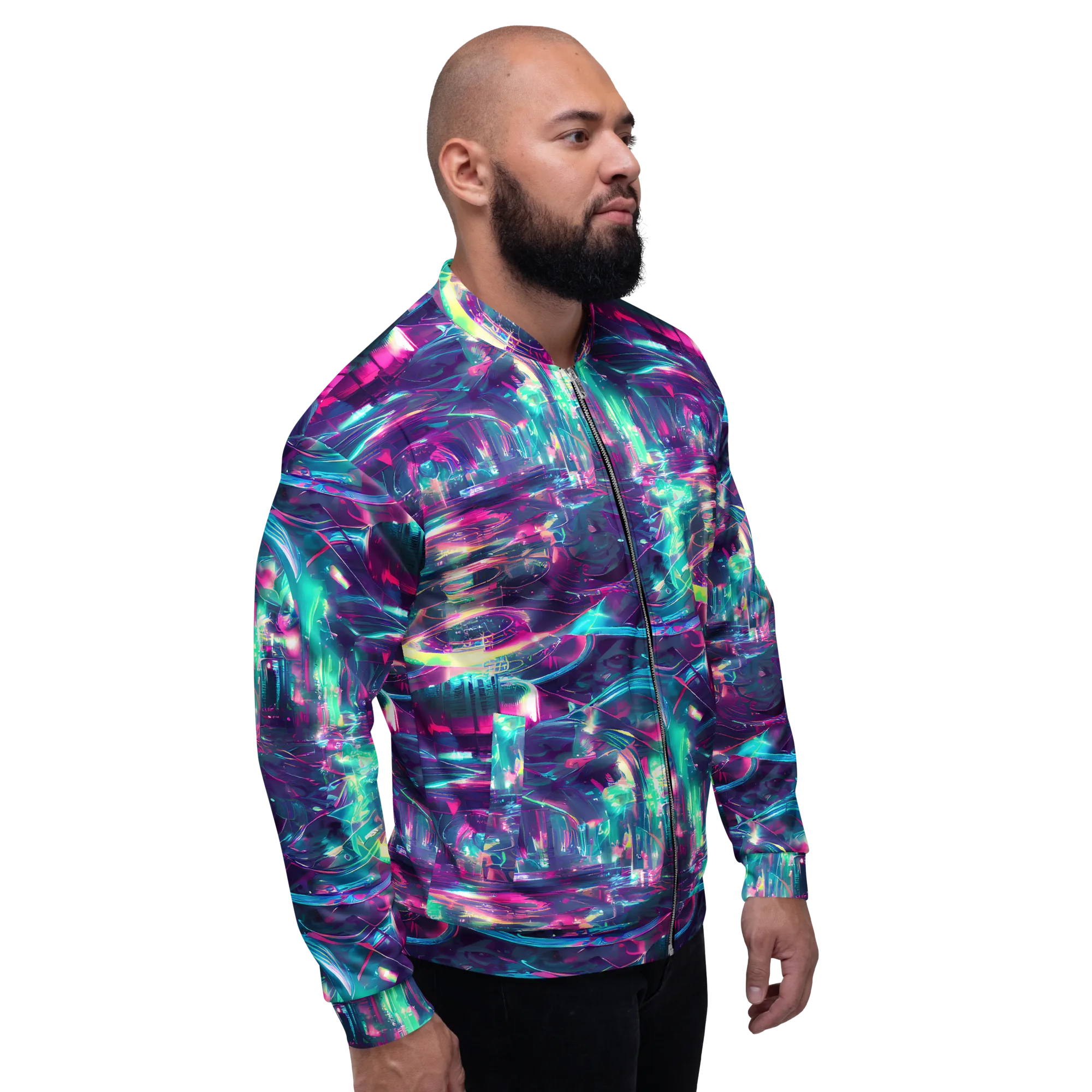 Synthwave Surge on Bomber Jacket — Right