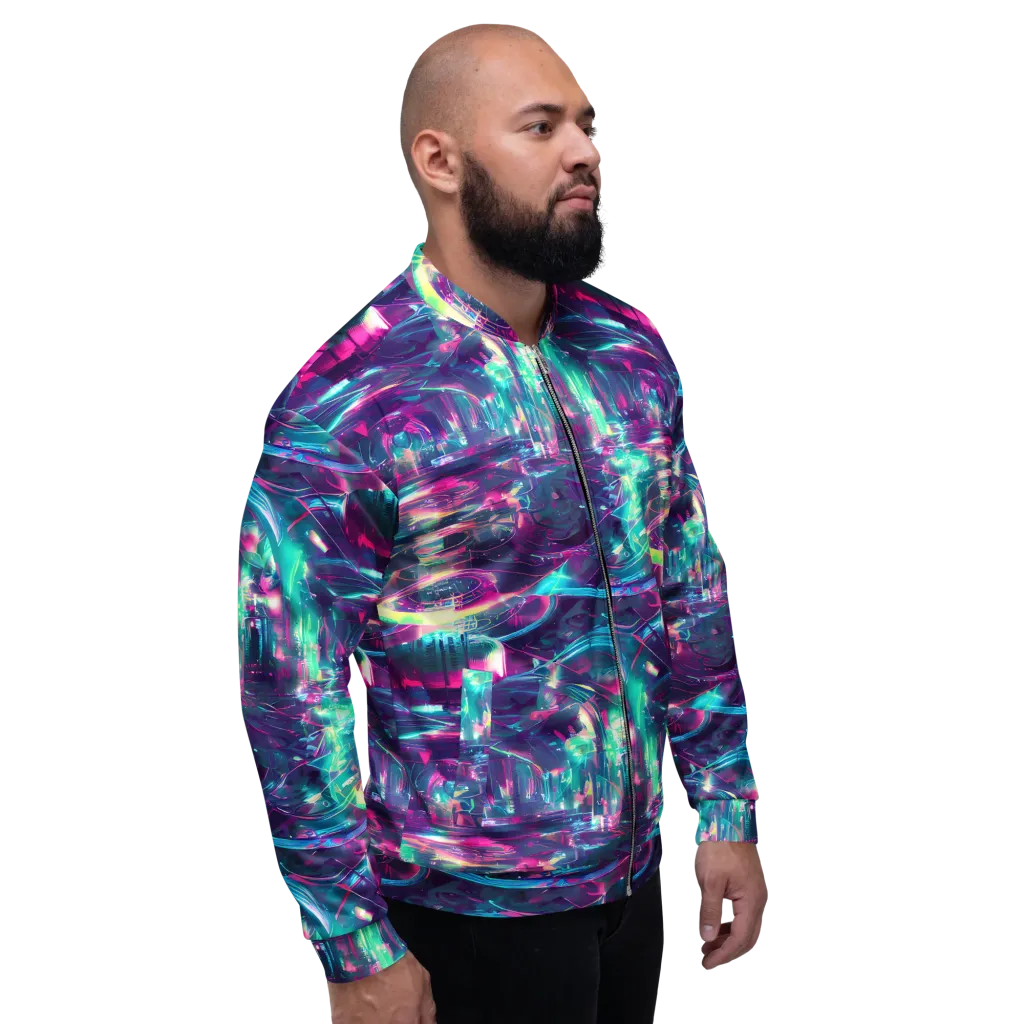 Synthwave Surge on Bomber Jacket — Right