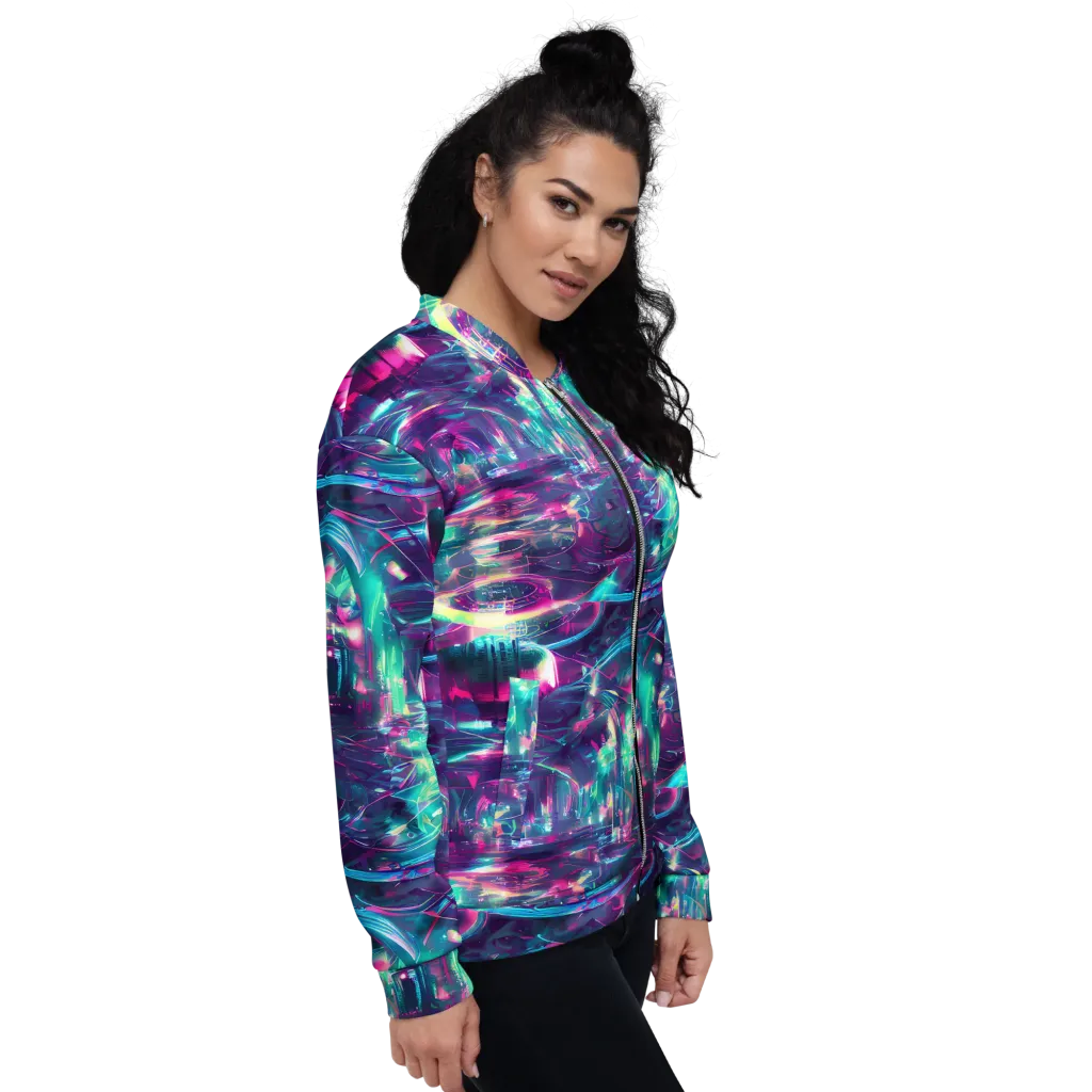 Synthwave Surge on Bomber Jacket — Right