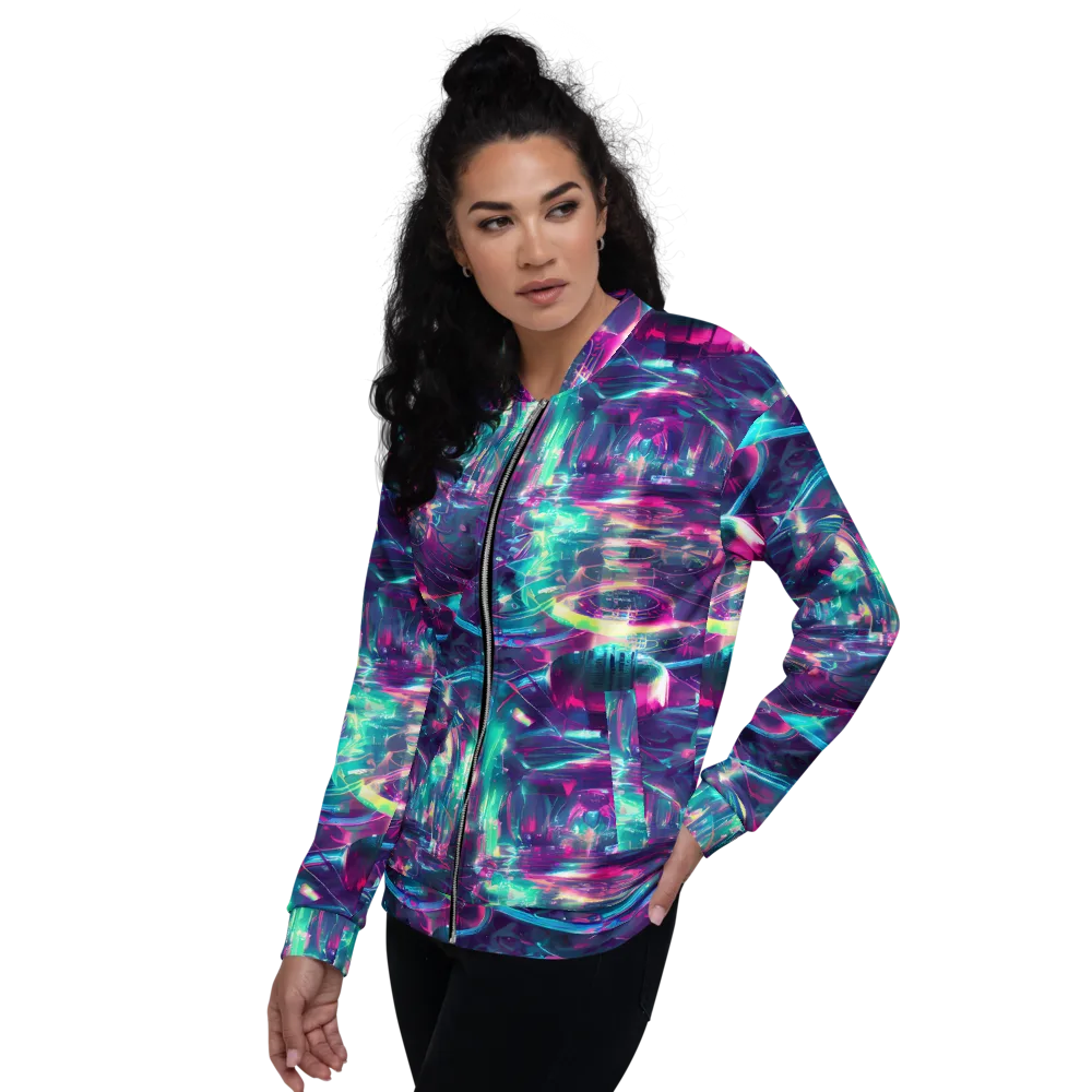 Synthwave Surge on Bomber Jacket — Left