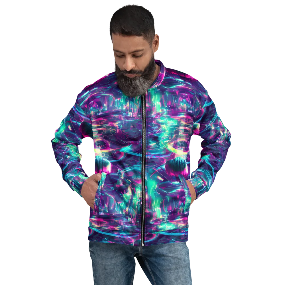 Synthwave Surge on Bomber Jacket — Front