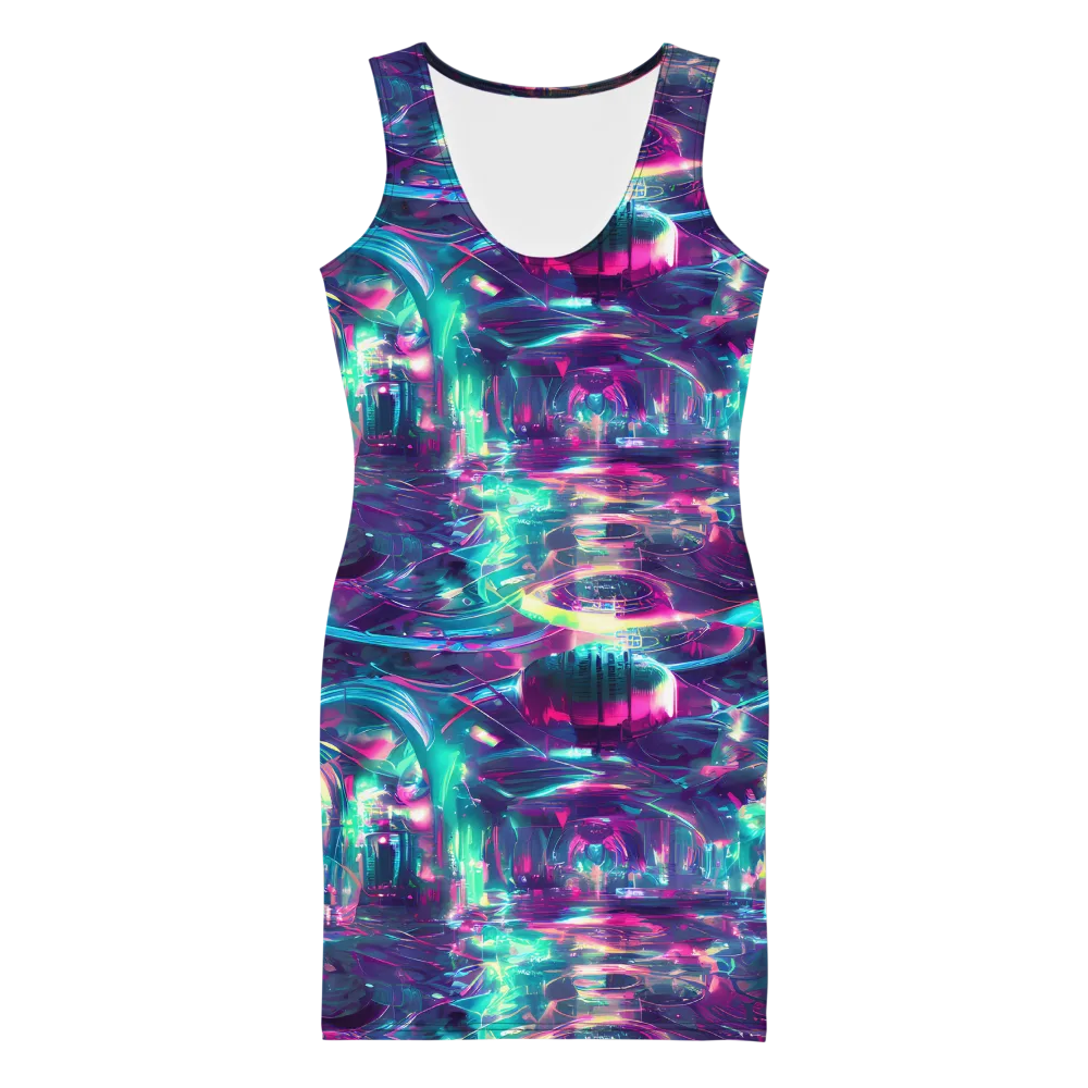 Synthwave Surge on Bodycon Dress — Front