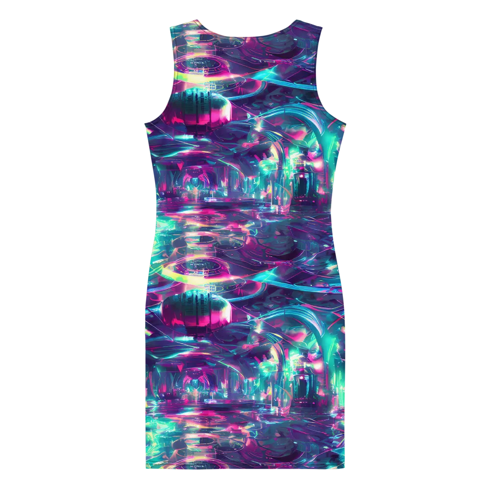 Synthwave Surge on Bodycon Dress — Back