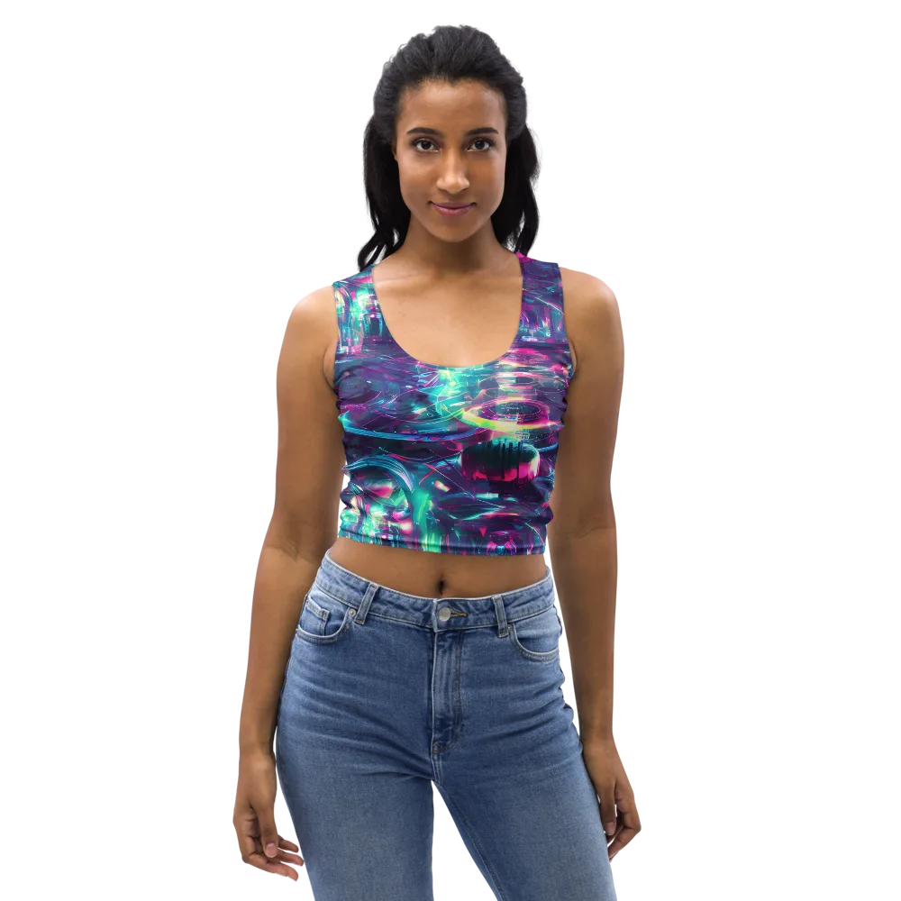 Synthwave Surge on Crop Top — Front