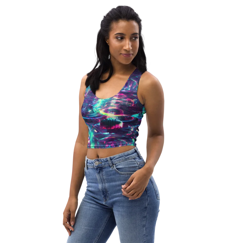 Synthwave Surge on Crop Top — Left Front