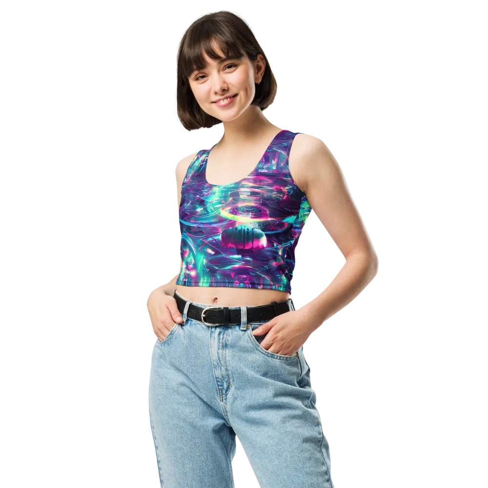 Synthwave Surge on Crop Top — Front