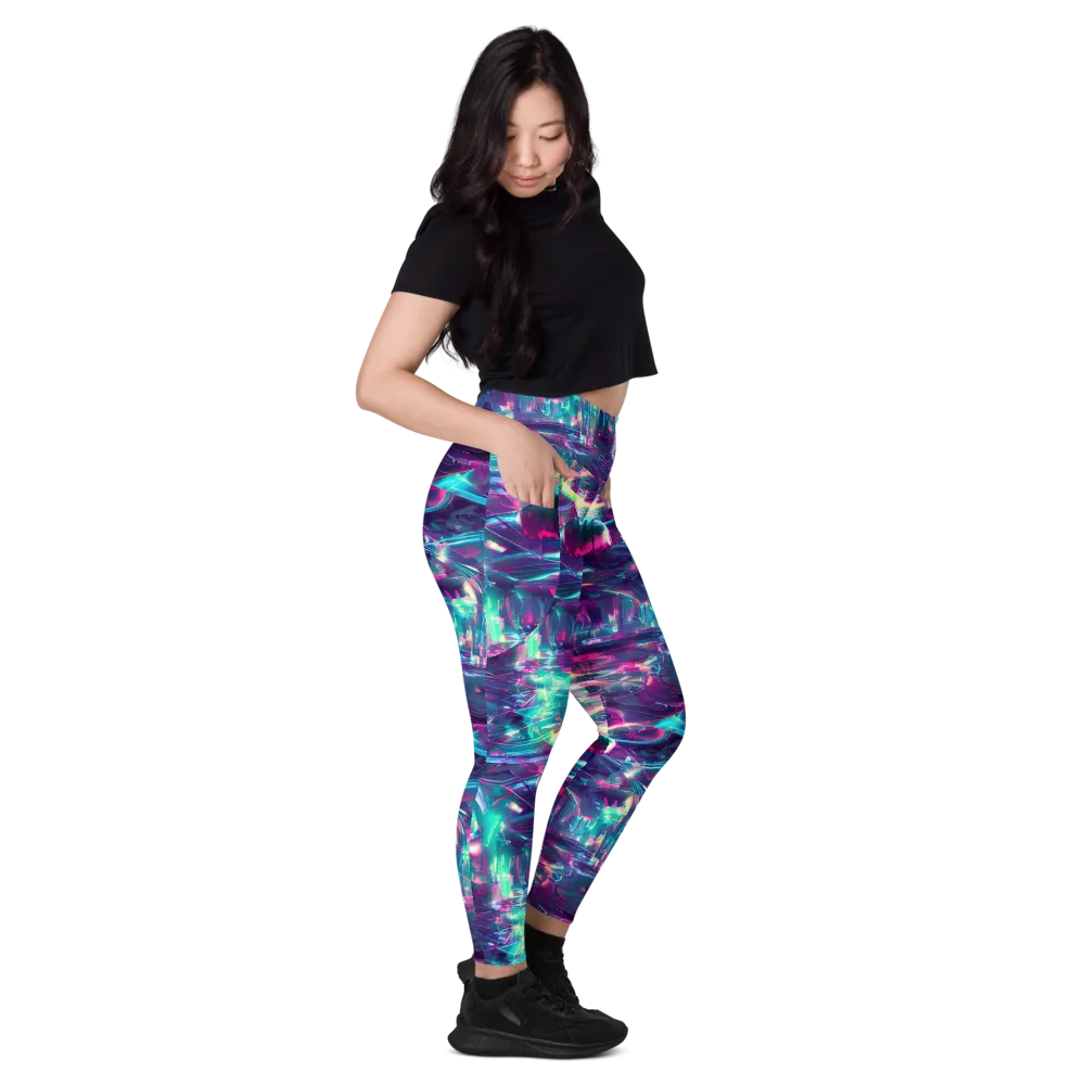 Synthwave Surge on Leggings with Pockets — Right