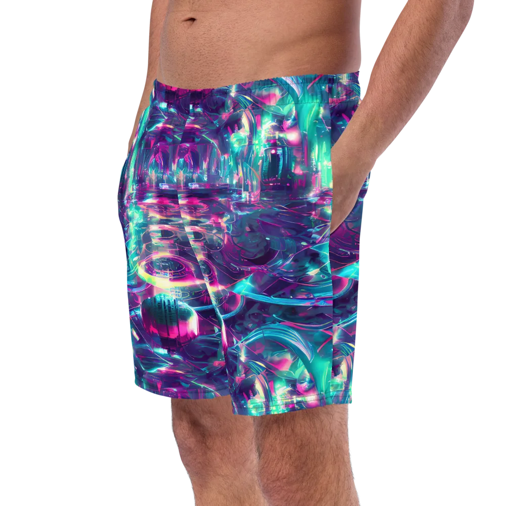 Synthwave Surge on Swim Trunks — Left Front