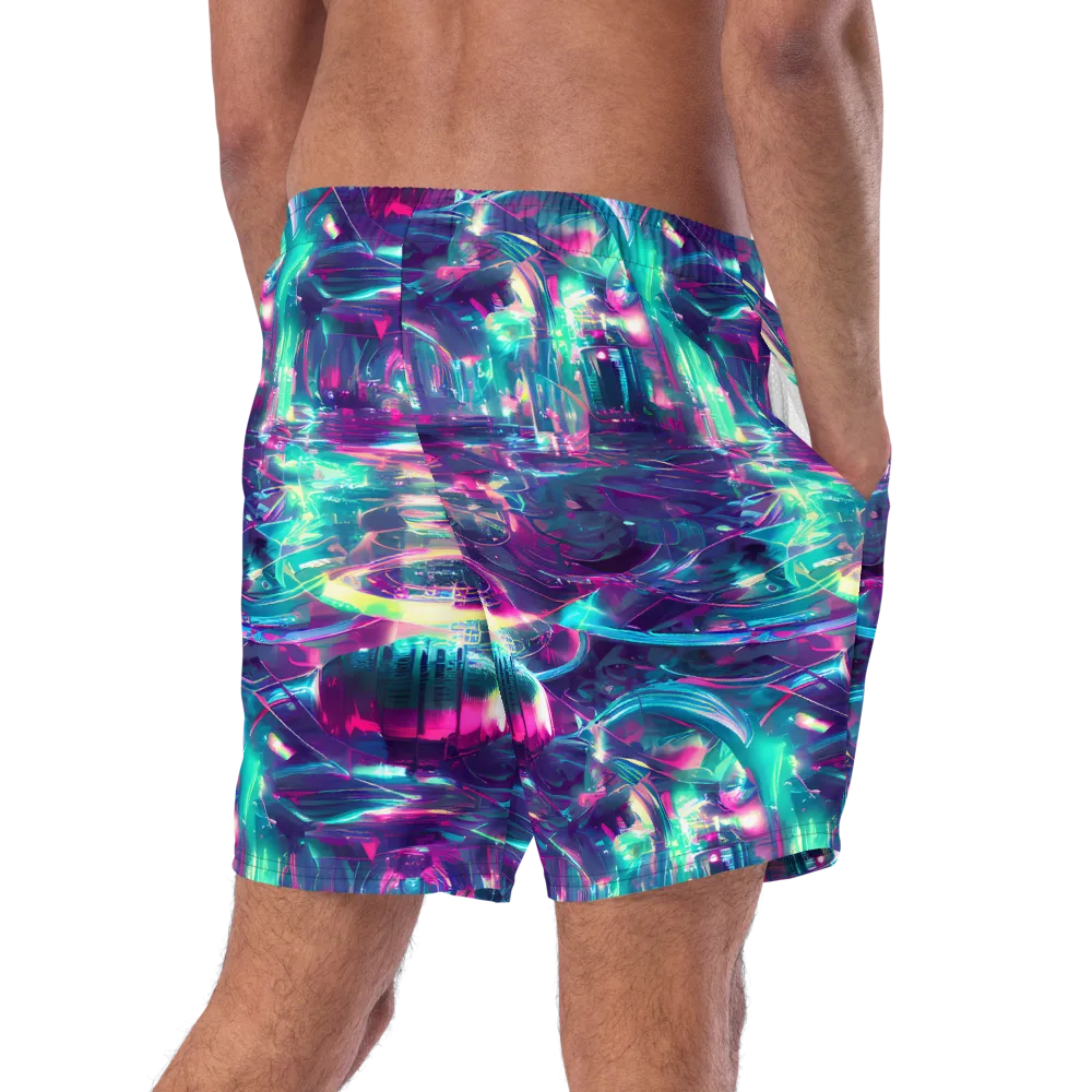 Synthwave Surge on Swim Trunks — Right Back