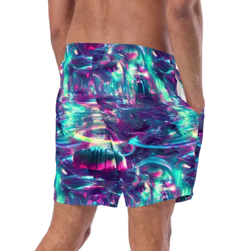 Synthwave Surge on a Swim Trunks