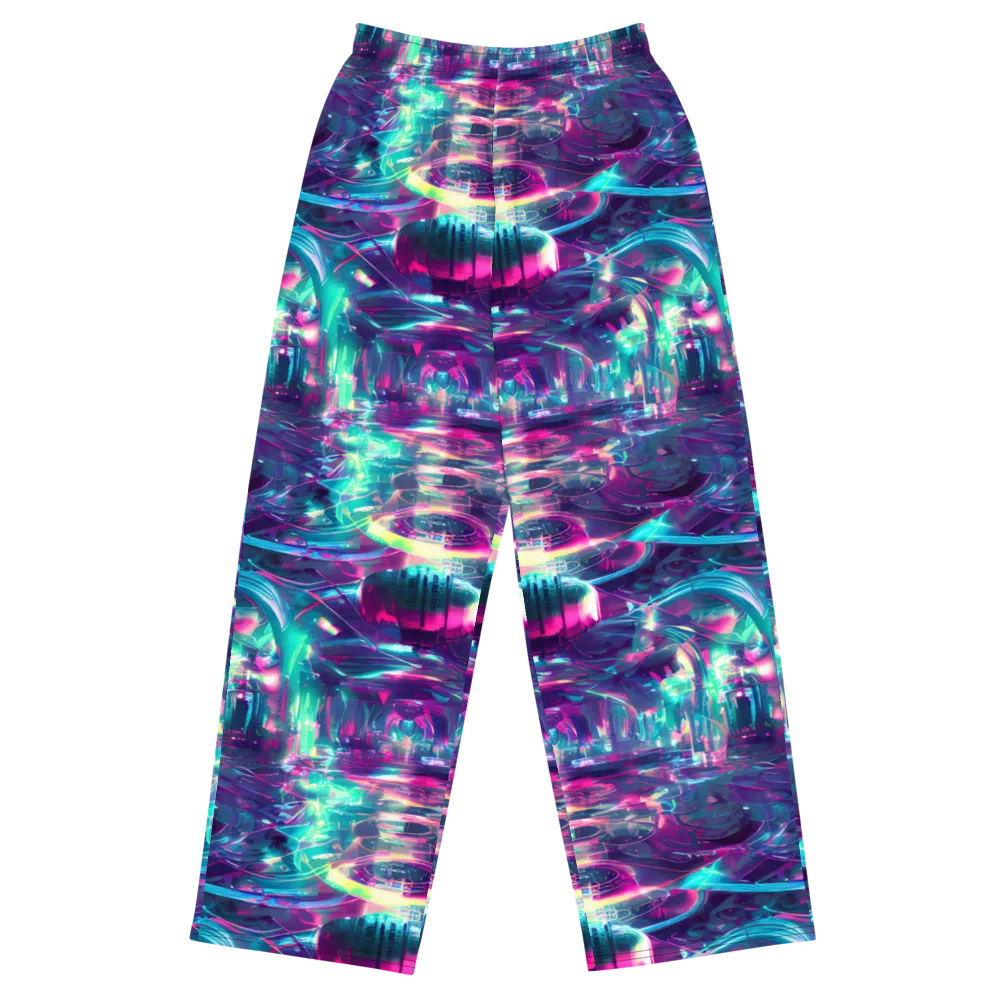 Synthwave Surge on Wide-Leg Pants — Front