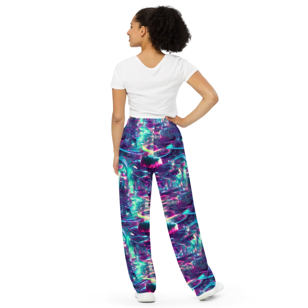Synthwave Surge on Wide-Leg Pants — Back