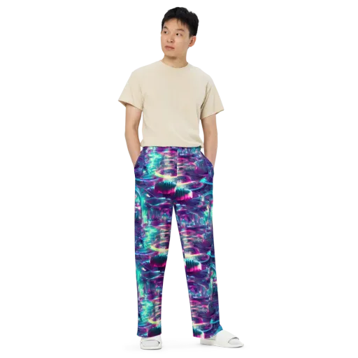 Synthwave Surge on a Wide-Leg Pants
