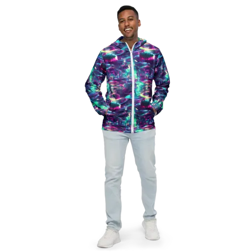 Synthwave Surge on a Men's Windbreaker