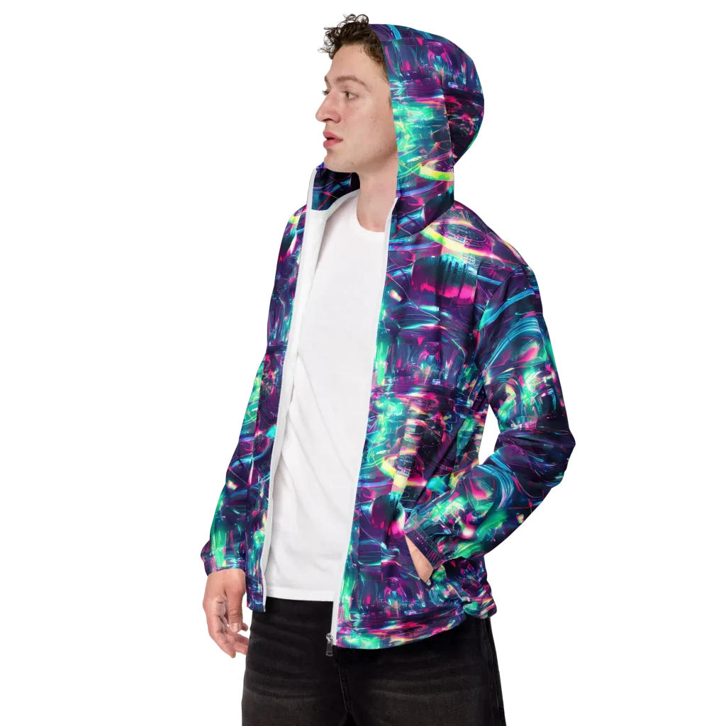 Synthwave Surge on Men's Windbreaker — Left Front