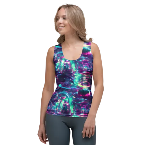 Synthwave Surge on a Women's Tank Top