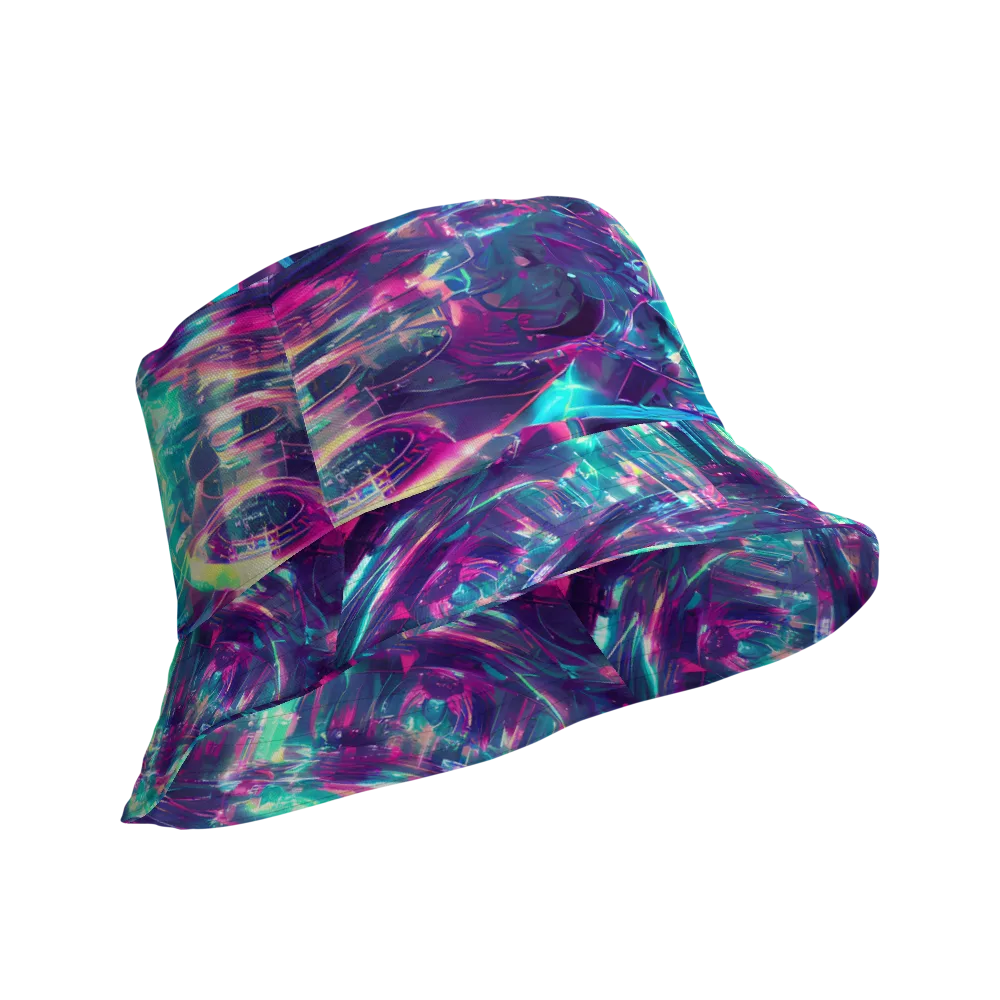 Synthwave Surge on Reversible Bucket Hat — Product details Outside