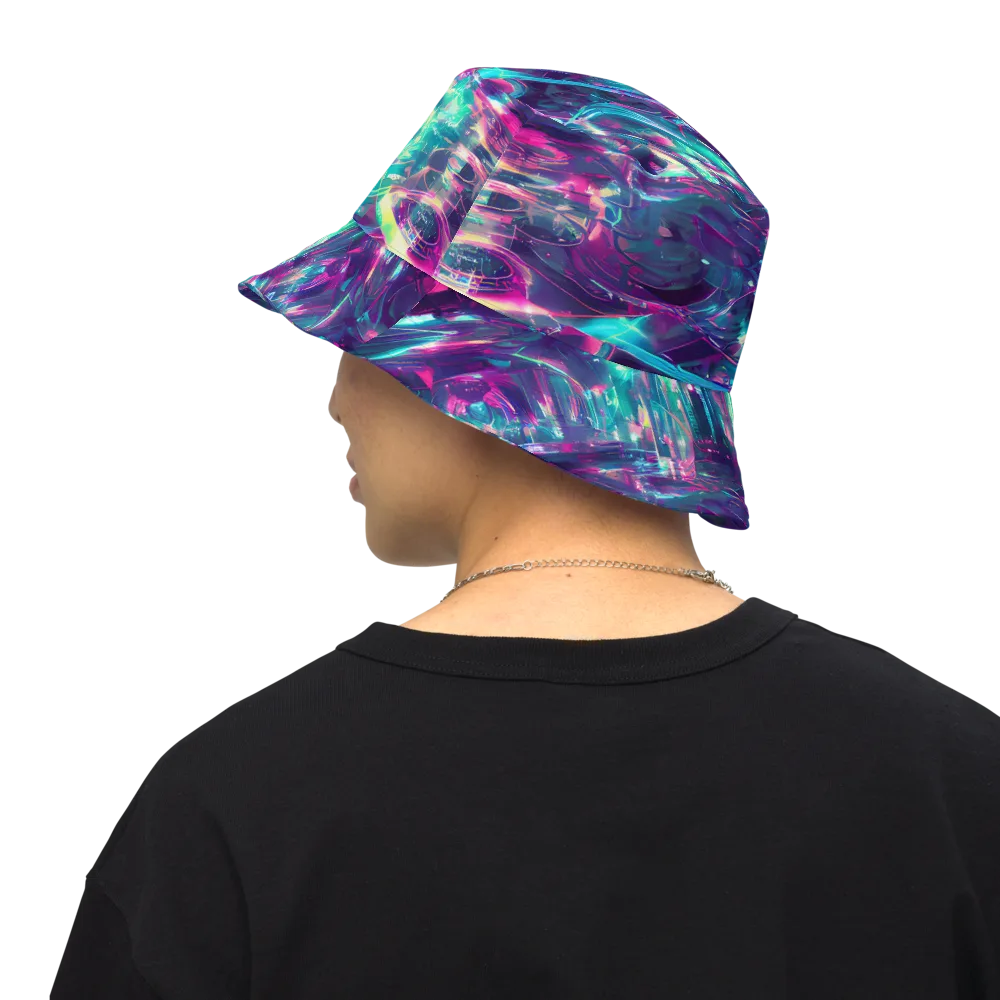 Synthwave Surge on Reversible Bucket Hat — Back Inside