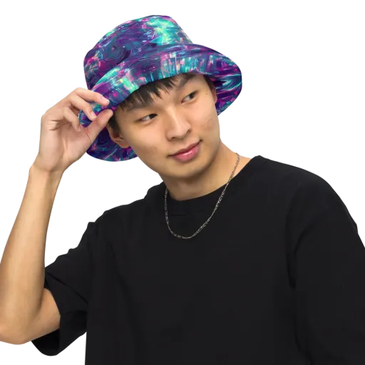 Synthwave Surge on a Reversible Bucket Hat