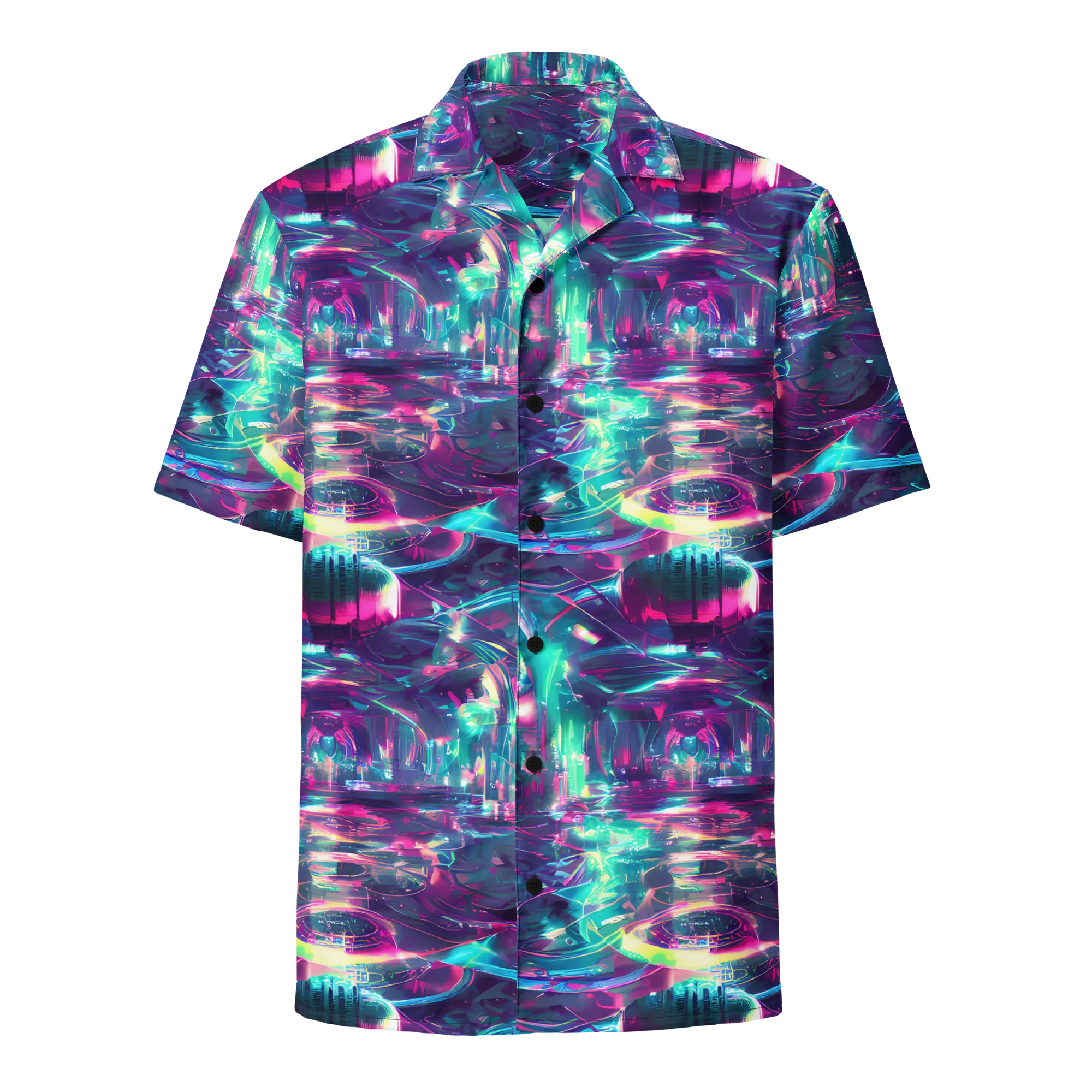 Synthwave Surge on Button Shirt — Front