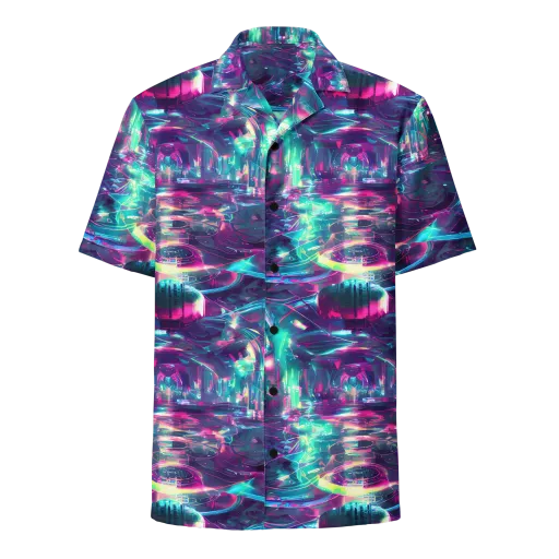 Synthwave Surge on a Button Shirt