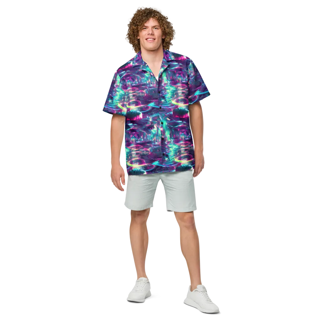 Synthwave Surge on Button Shirt — Front