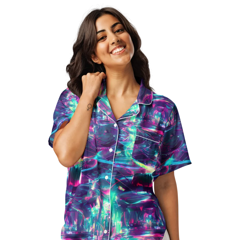 Synthwave Surge on Women's Short Sleeve Pajama Top — Front