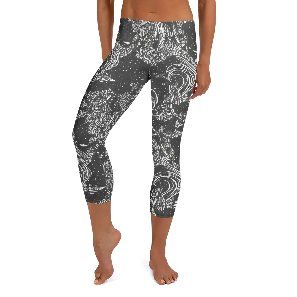 Shadow Reverie on Capri Leggings — Front