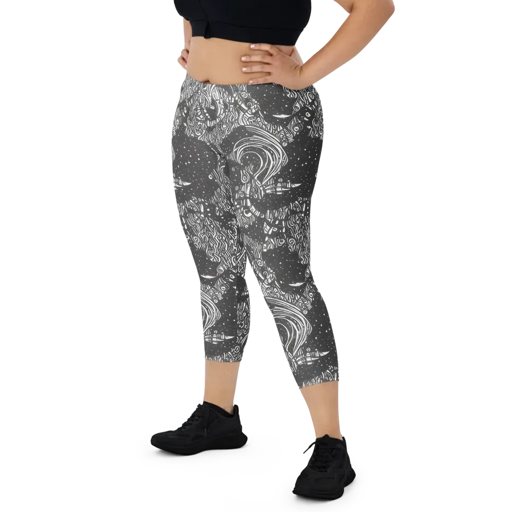 Shadow Reverie on Capri Leggings — Front