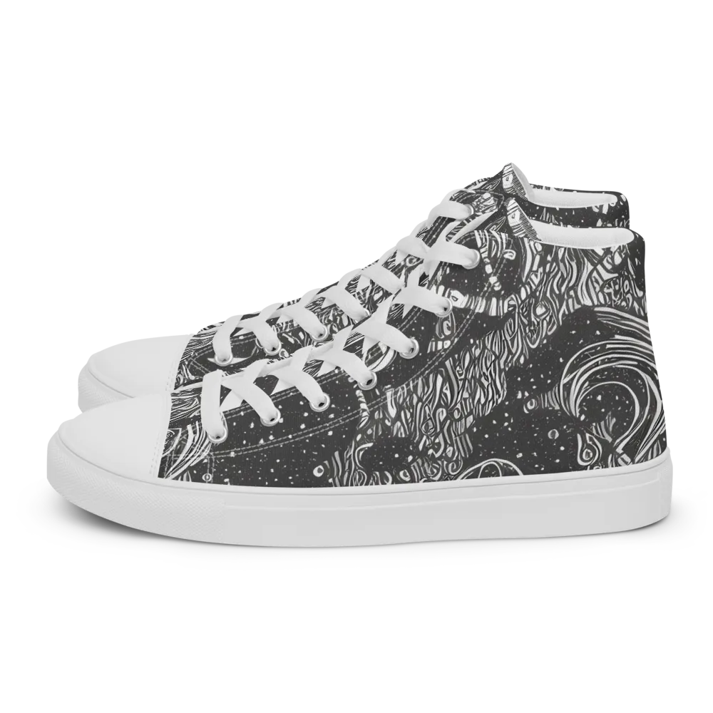 Shadow Reverie on Men's High Top Canvas Shoes — Left
