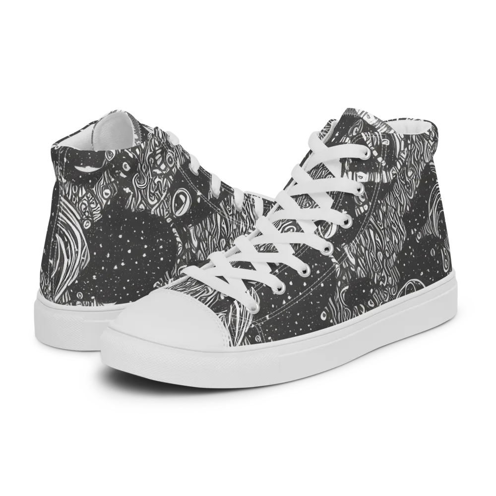 Shadow Reverie on Men's High Top Canvas Shoes — Left