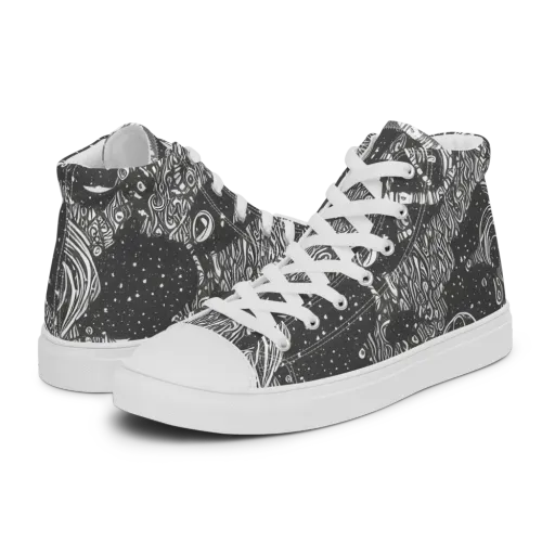 Shadow Reverie on a Men's High Top Canvas Shoes