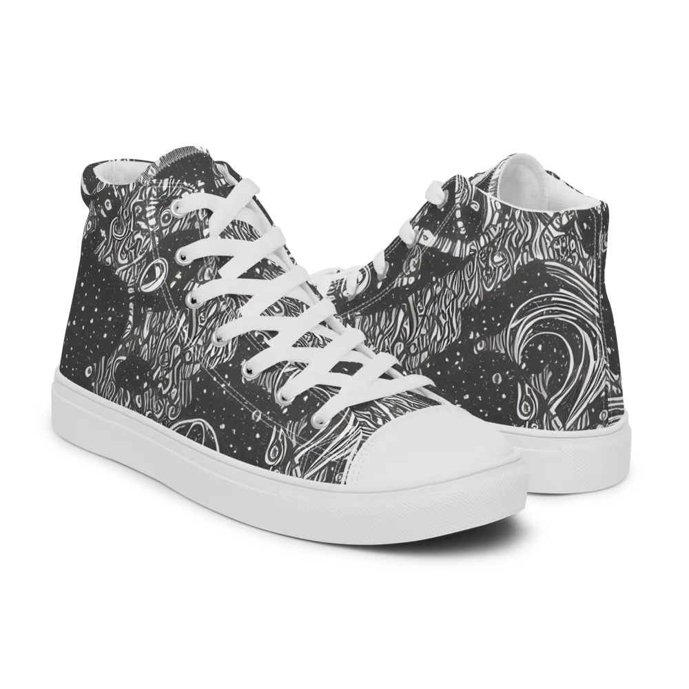 Shadow Reverie on Men's High Top Canvas Shoes — Right
