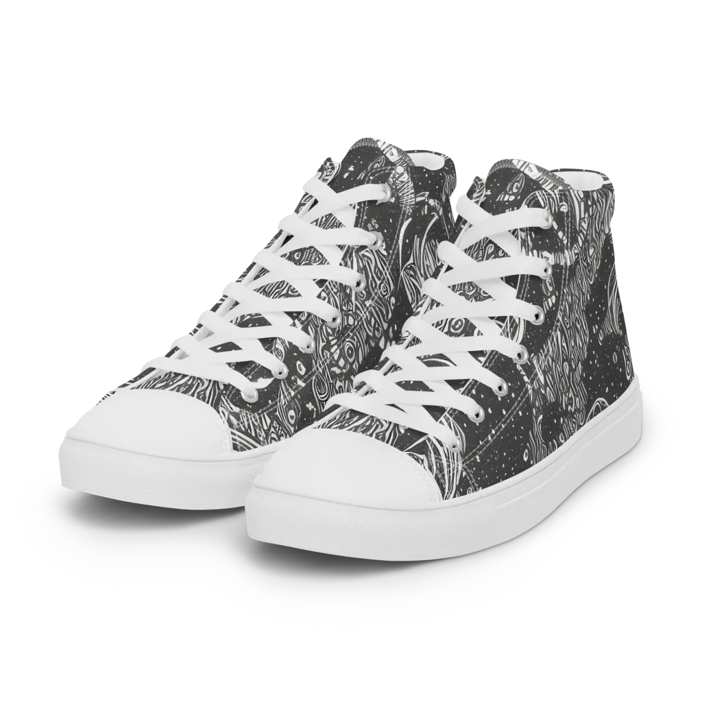 Shadow Reverie on Women's High Top Canvas Shoes — Left Front
