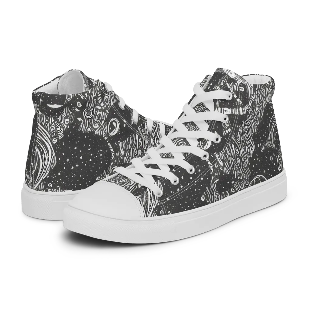 Shadow Reverie on Women's High Top Canvas Shoes — Left