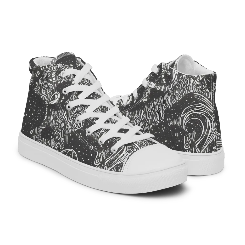 Shadow Reverie on Women's High Top Canvas Shoes — Right